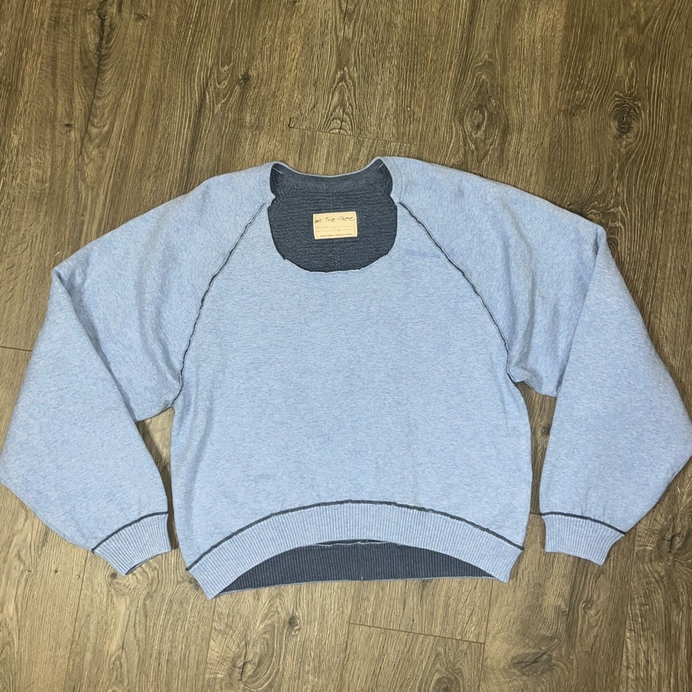 Free People Light Blue Pullover Sweatshirt